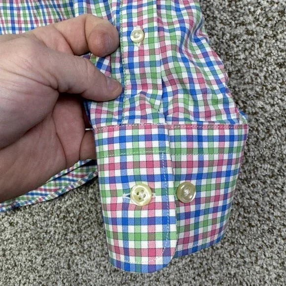 Masters Peter Millar Shirt Men L Long Sleeve Button Up Performance Stretch Nylon